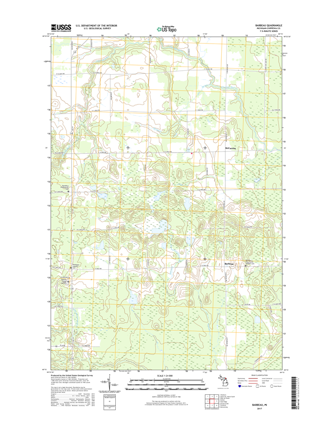 Barbeau Michigan - 24k Topo Map