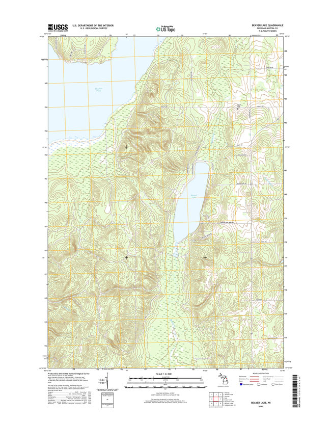 Beaver Lake Michigan - 24k Topo Map