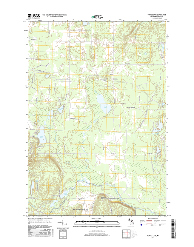 Turtle Lake Michigan - 24k Topo Map