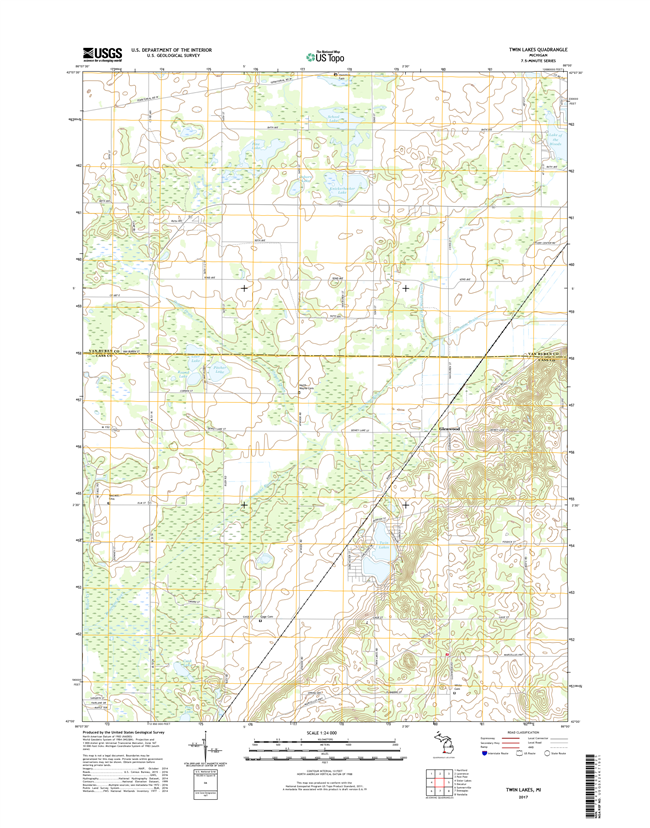 Twin Lakes Michigan - 24k Topo Map