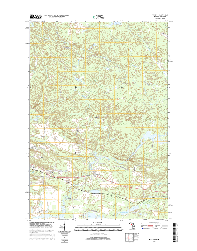 Vulcan Michigan - Wisconsin - 24k Topo Map