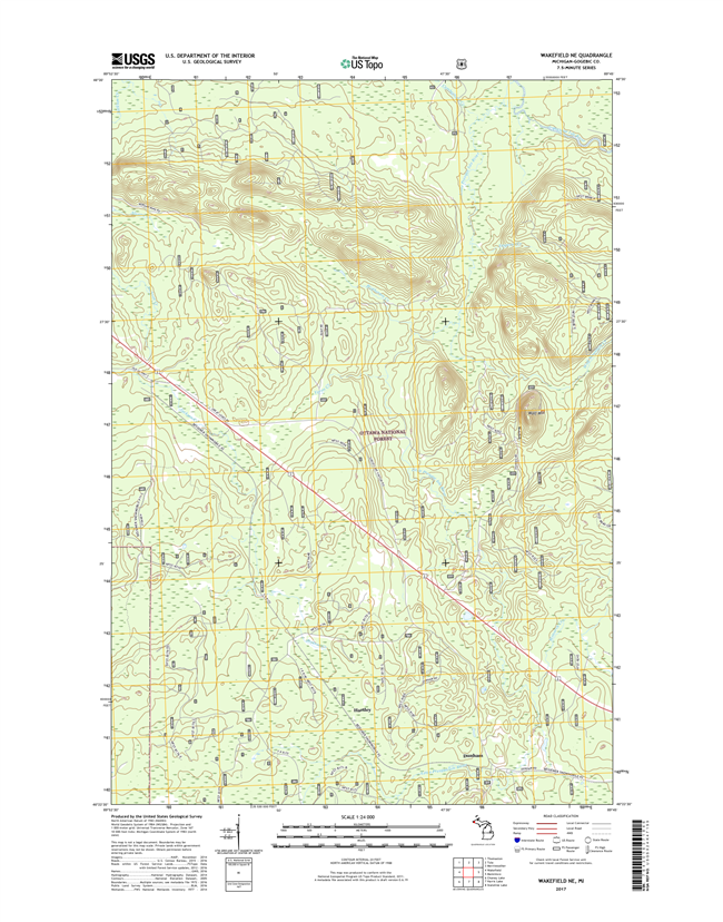 Wakefield NE Michigan - 24k Topo Map