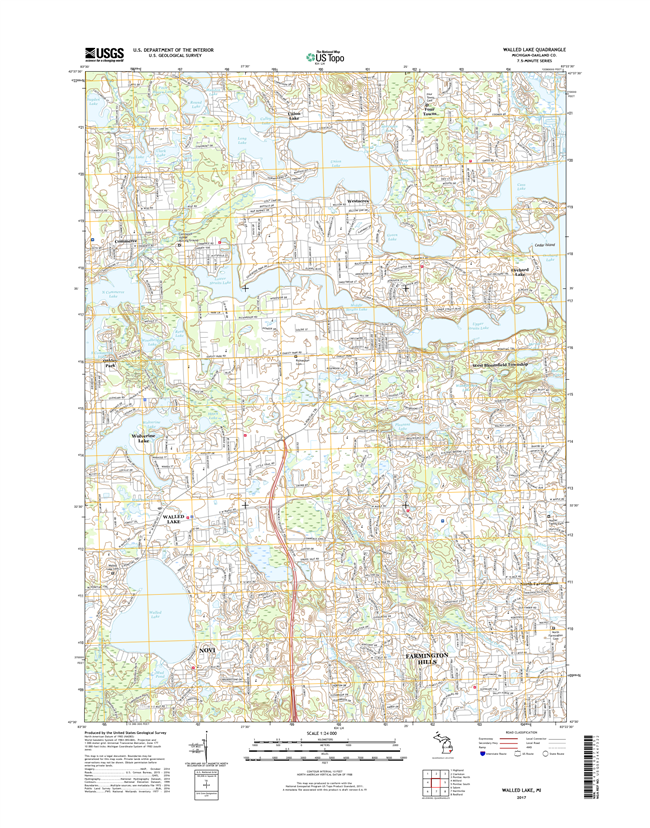 Walled Lake Michigan - 24k Topo Map