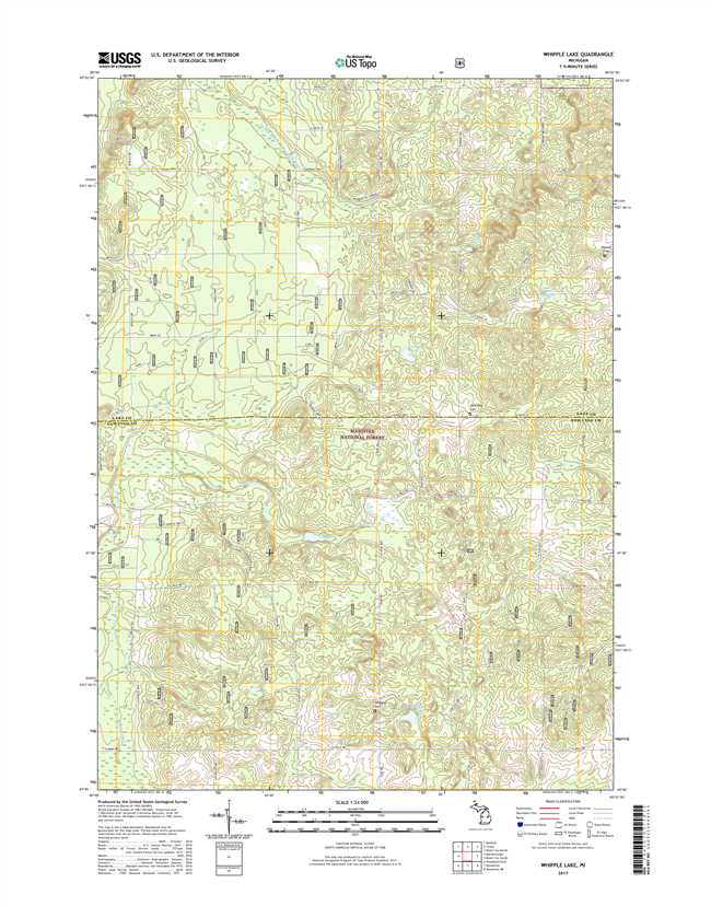 Whipple Lake Michigan - 24k Topo Map