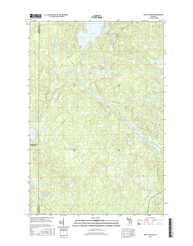 Witch Lake NE Michigan - 24k Topo Map
