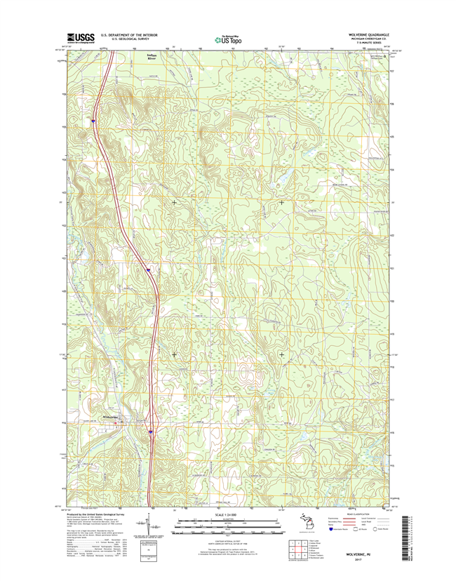 Wolverine Michigan - 24k Topo Map