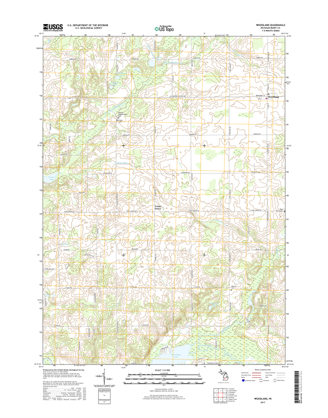 Woodland Michigan - 24k Topo Map