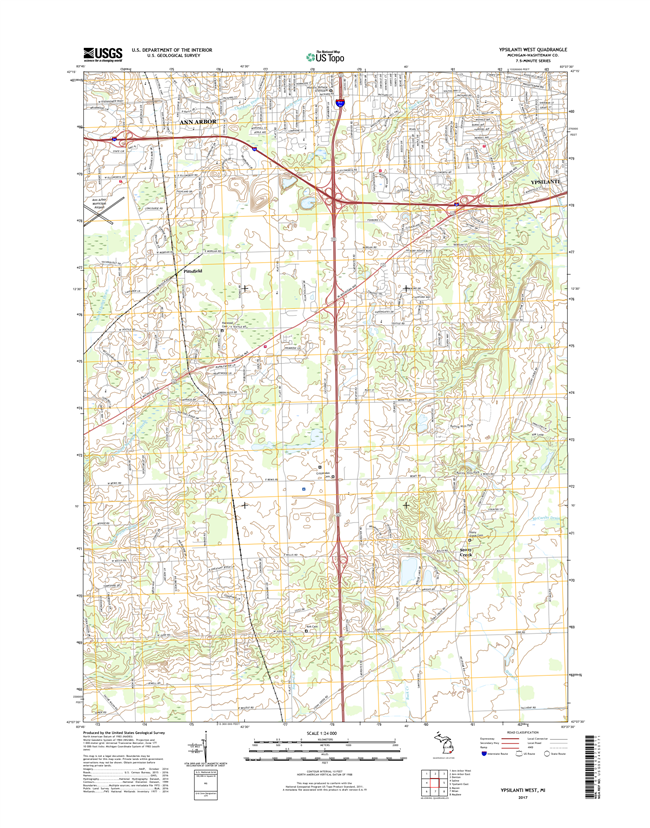 Ypsilanti West Michigan - 24k Topo Map