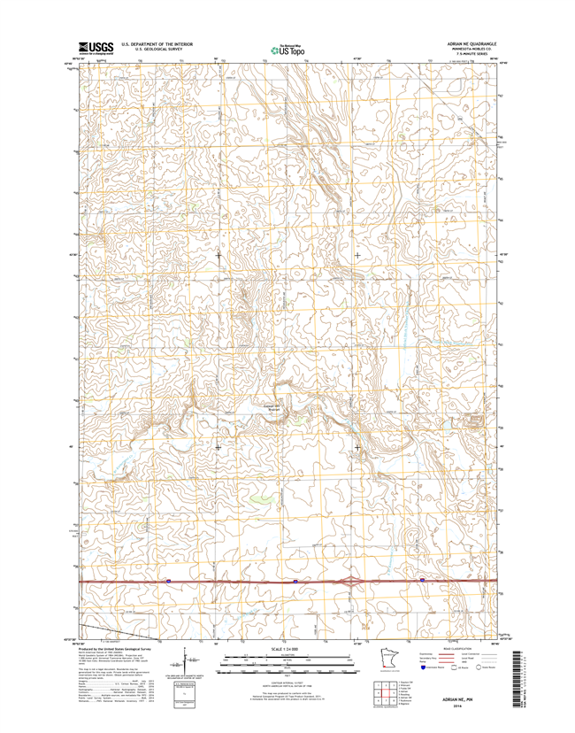 Adrian NE Minnesota - 24k Topo Map