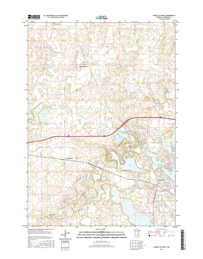 Albert Lea West Minnesota - 24k Topo Map