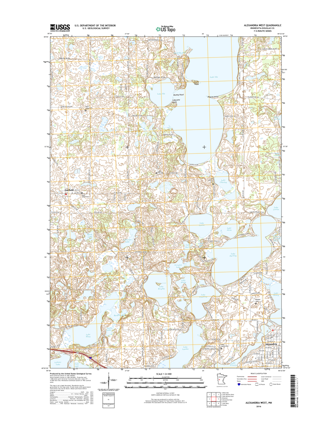 Alexandria West Minnesota - 24k Topo Map