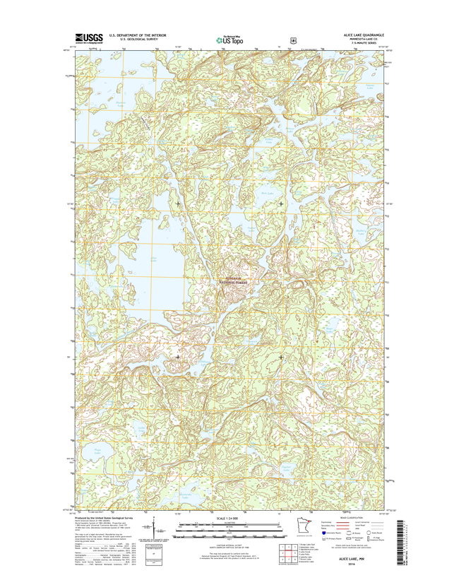 Alice Lake Minnesota - 24k Topo Map