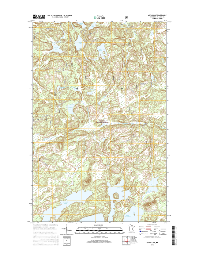 Astrid Lake Minnesota - 24k Topo Map