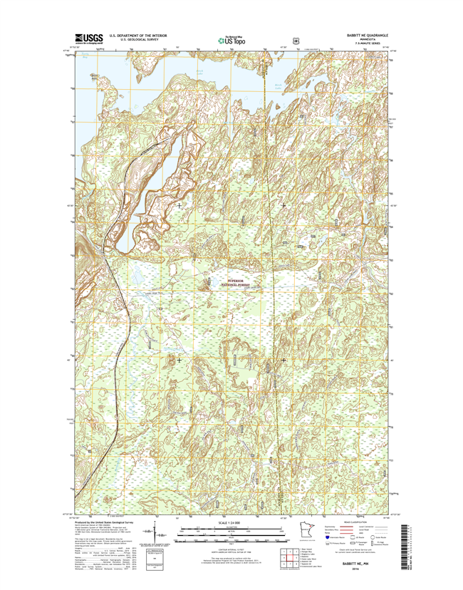 Babbitt NE Minnesota - 24k Topo Map