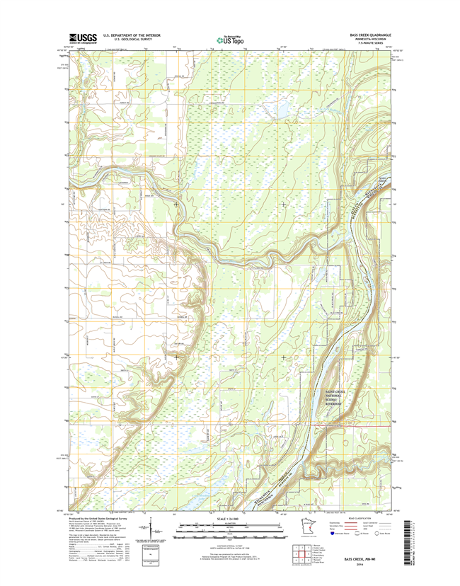 Bass Creek Minnesota - Wisconsin - 24k Topo Map