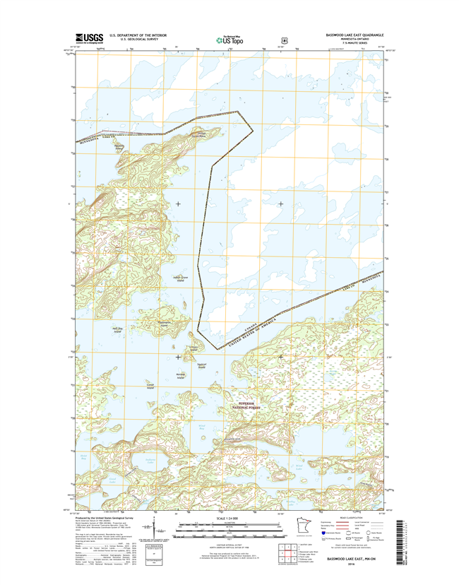 Basswood Lake East Minnesota - 24k Topo Map