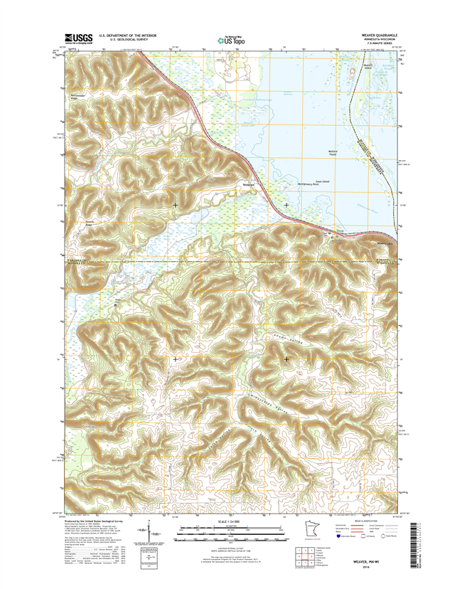 Weaver Minnesota - Wisconsin - 24k Topo Map