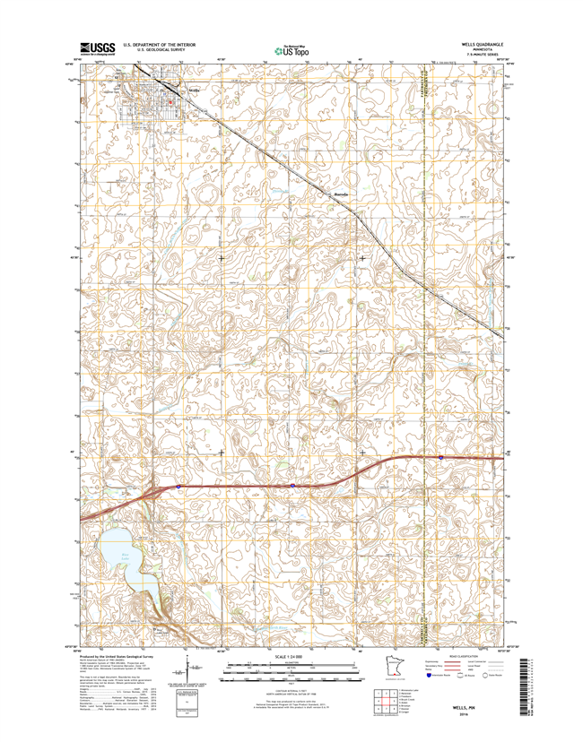 Wells Minnesota - 24k Topo Map