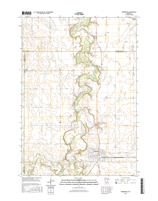 Winnebago Minnesota - 24k Topo Map