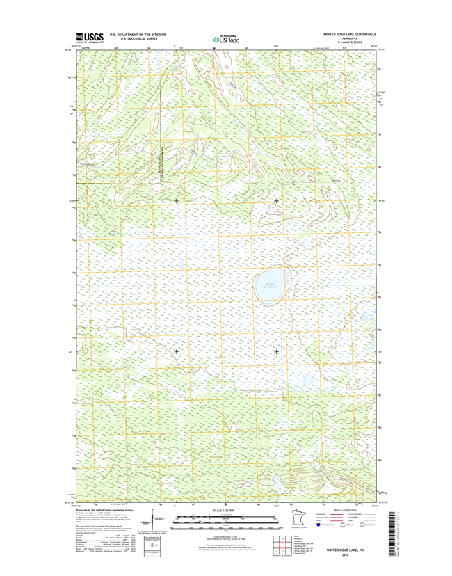 Winter Road Lake Minnesota - 24k Topo Map