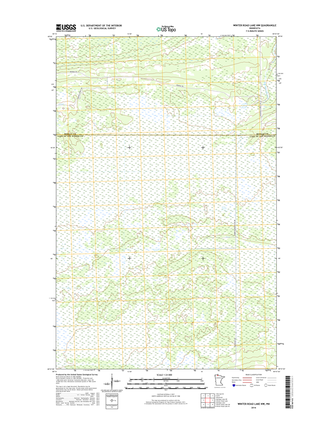 Winter Road Lake NW Minnesota - 24k Topo Map