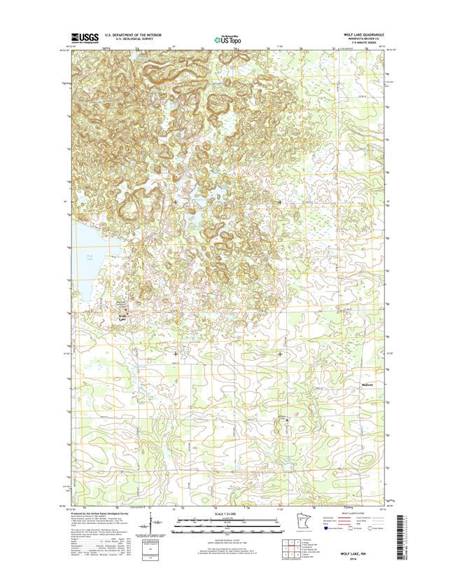 Wolf Lake Minnesota - 24k Topo Map