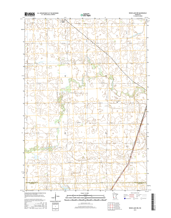 Wood Lake NW Minnesota - 24k Topo Map