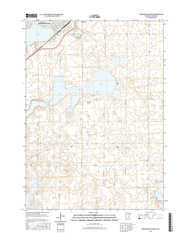 Worthington South Minnesota - 24k Topo Map