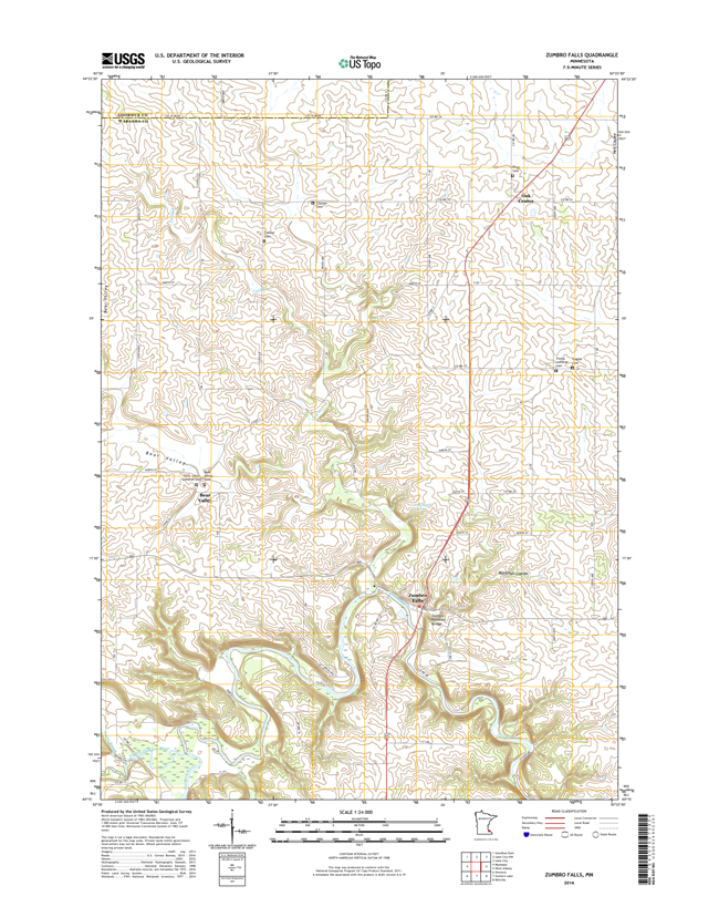 Zumbro Falls Minnesota - 24k Topo Map