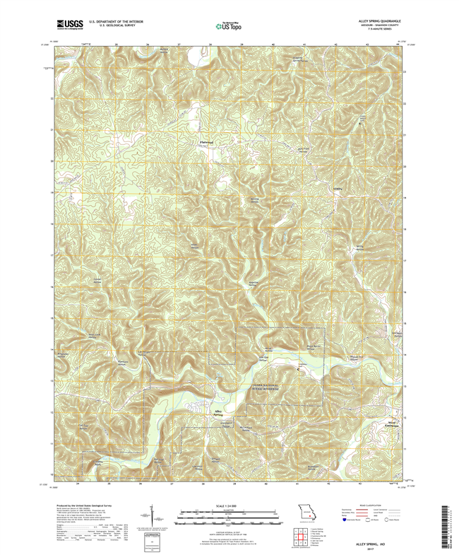 Alley Spring Missouri - 24k Topo Map