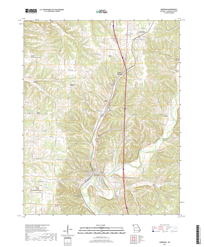 Anderson Missouri - 24k Topo Map