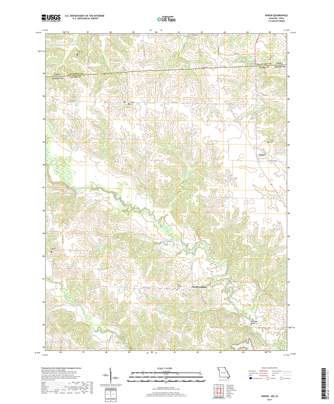 Anson Missouri - Iowa - 24k Topo Map