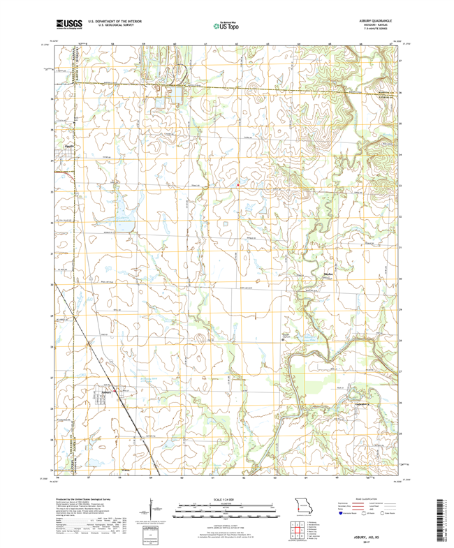 Asbury Missouri - Kansas - 24k Topo Map