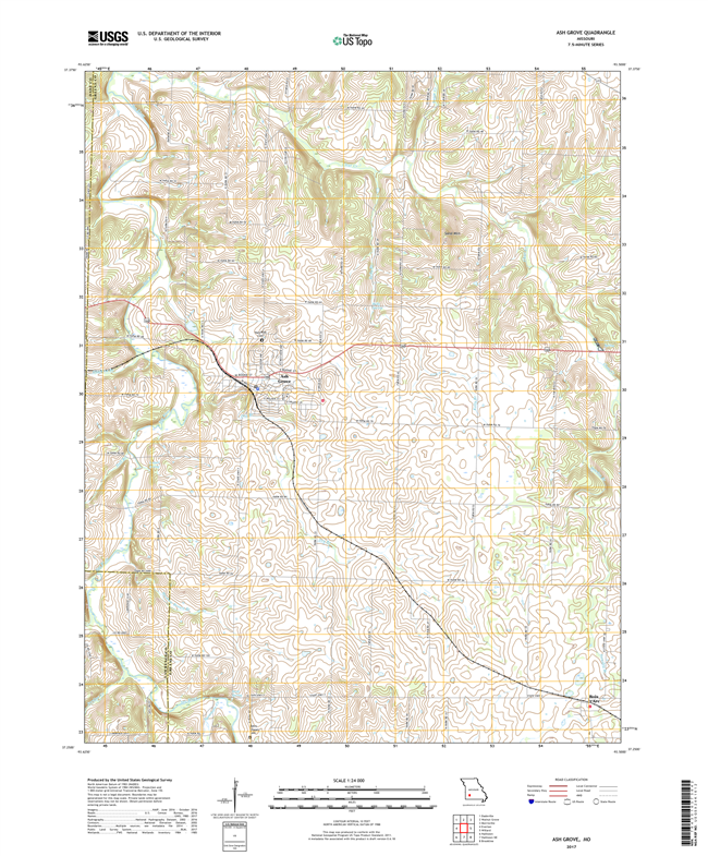 Ash Grove Missouri - 24k Topo Map