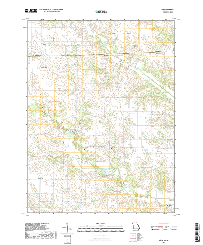 Azen Missouri - Iowa - 24k Topo Map