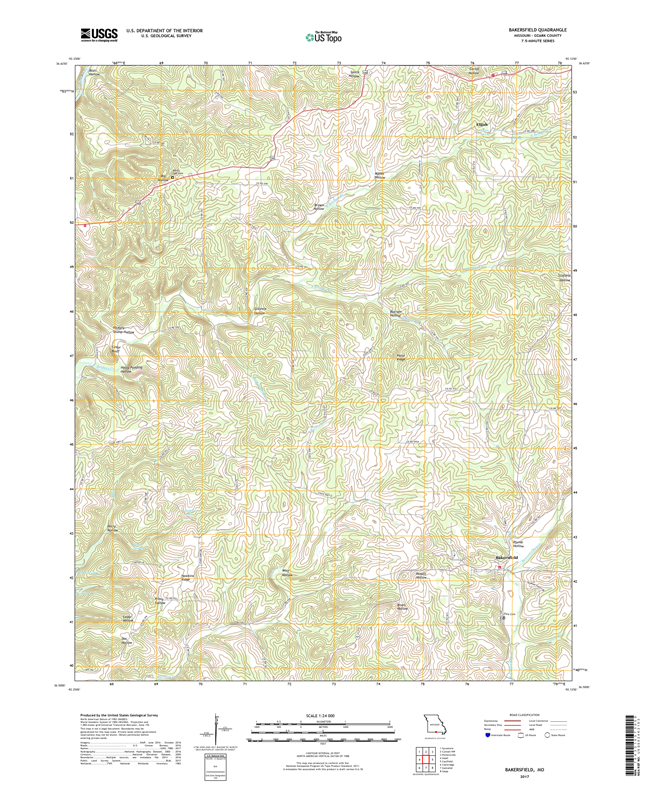Bakersfield Missouri - 24k Topo Map