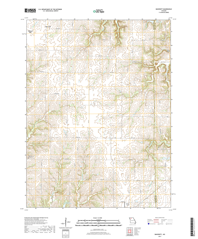 Bancroft Missouri - 24k Topo Map
