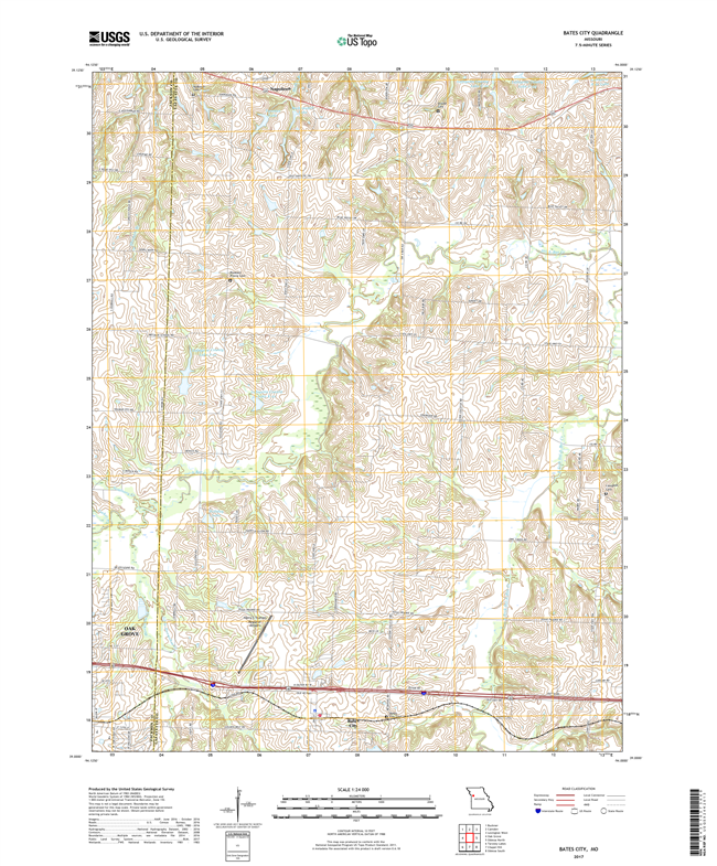 Bates City Missouri - 24k Topo Map