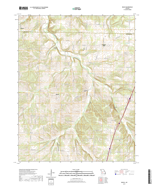 Beach Missouri - 24k Topo Map