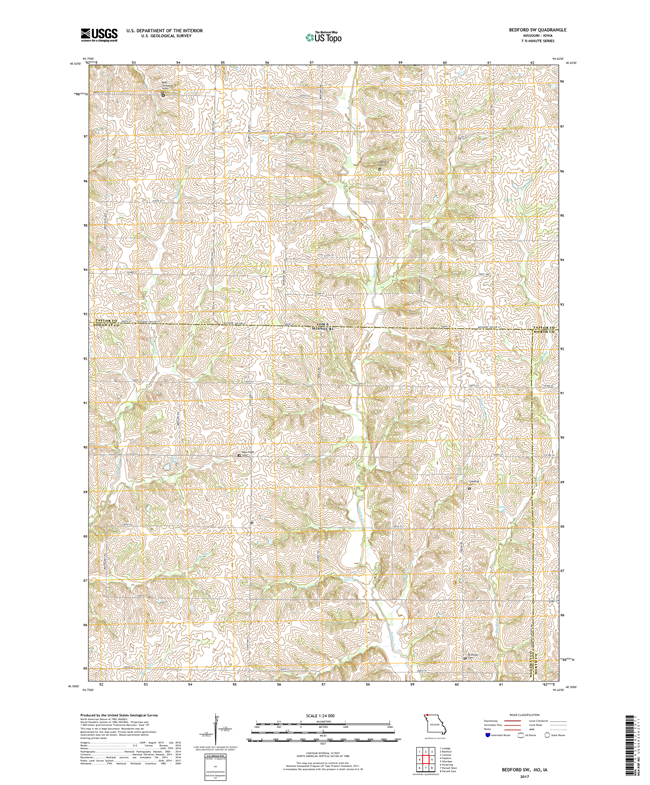 Bedford SW Missouri - Iowa - 24k Topo Map