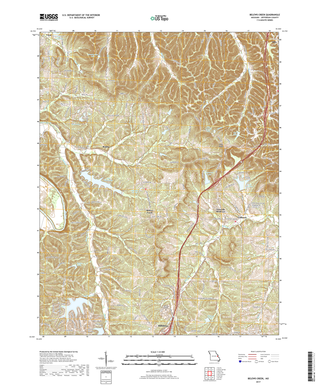 Belews Creek Missouri - 24k Topo Map