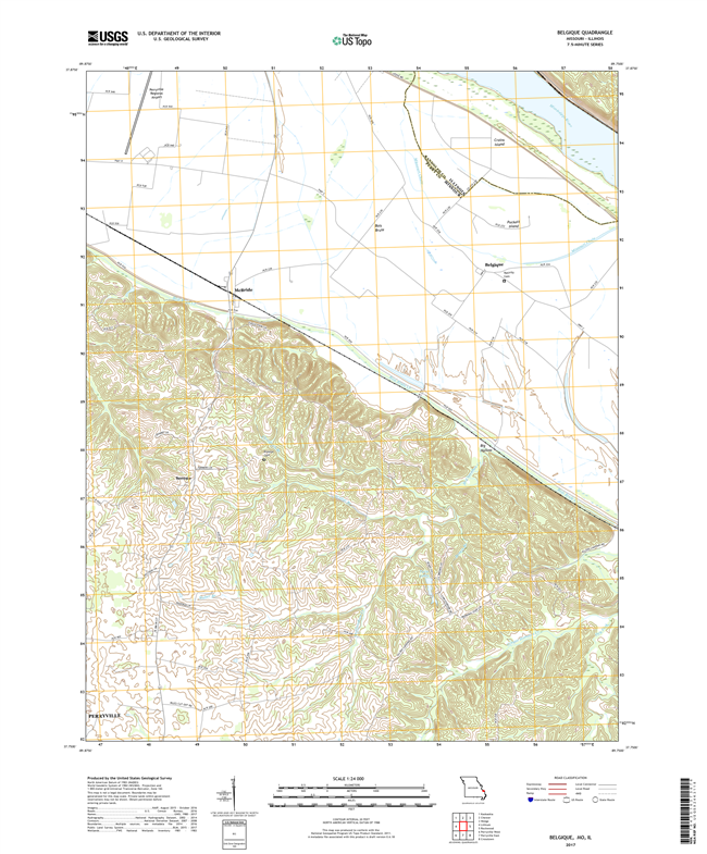 Belgique Missouri - Illinois - 24k Topo Map