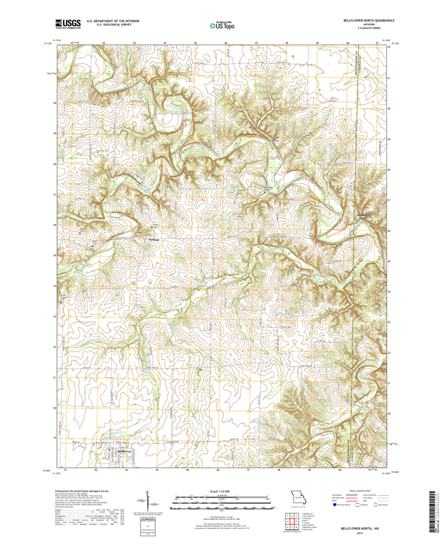 Bellflower North Missouri - 24k Topo Map