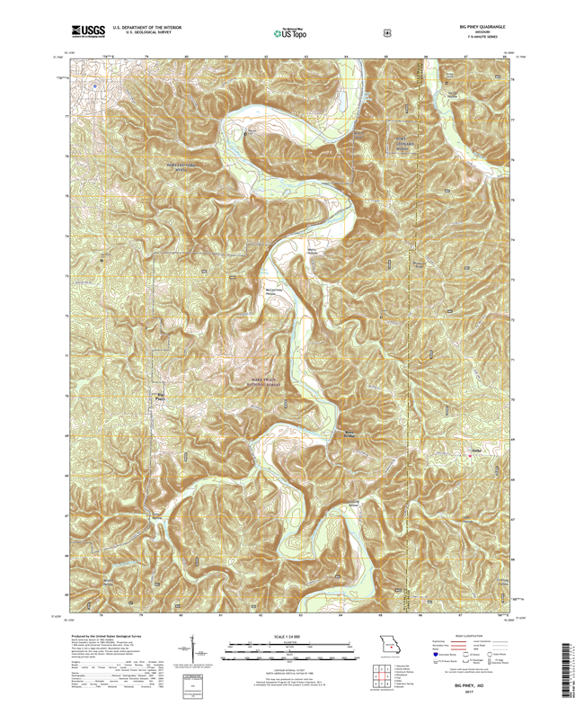 Big Piney Missouri - 24k Topo Map