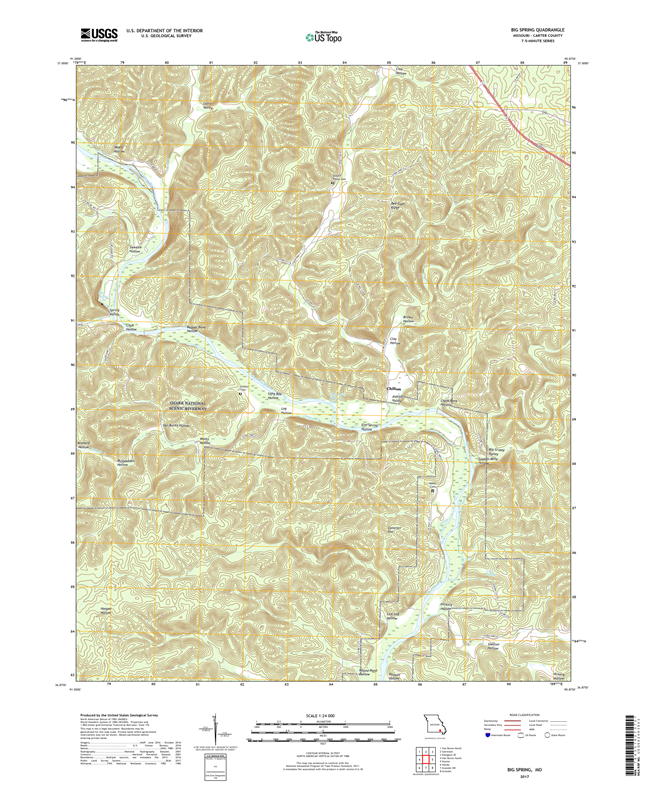Big Spring Missouri - 24k Topo Map