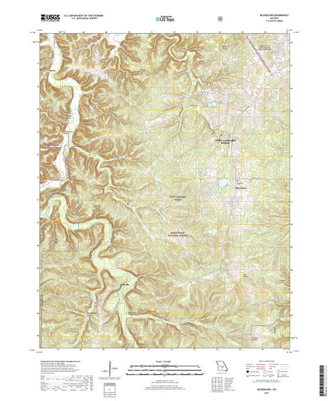 Bloodland Missouri - 24k Topo Map