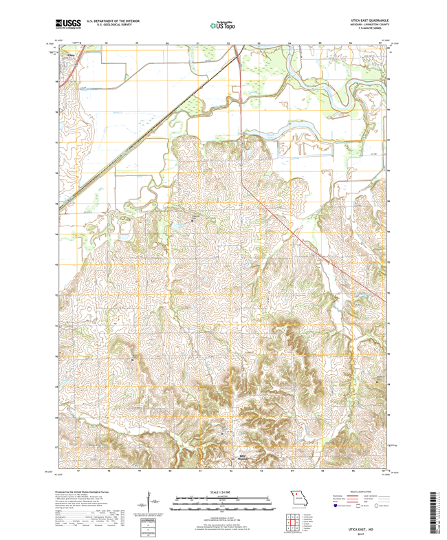 Utica East Missouri - 24k Topo Map