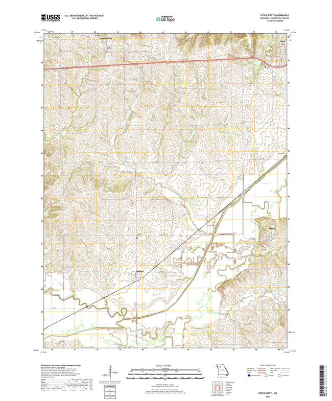 Utica West Missouri - 24k Topo Map