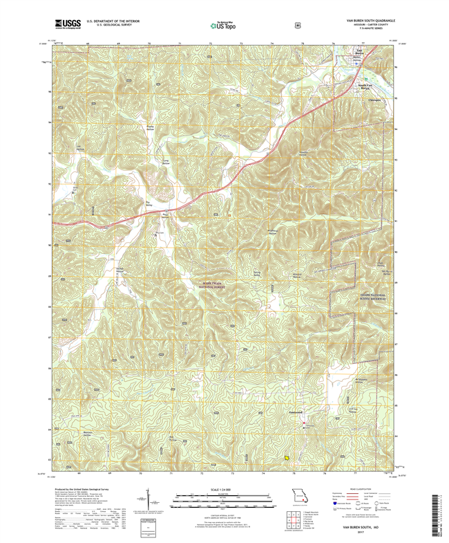 Van Buren South Missouri - 24k Topo Map
