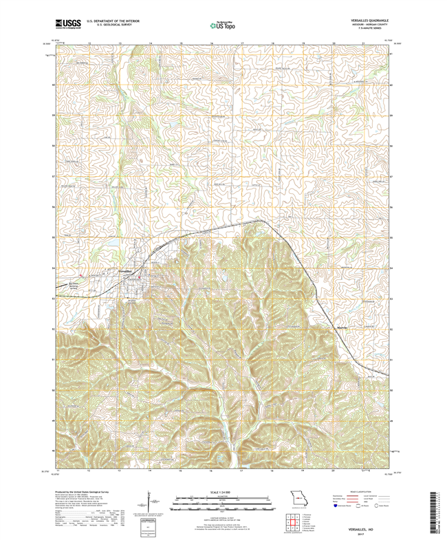 Versailles Missouri - 24k Topo Map